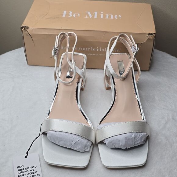 NIB Be Mine Rhinestone Buckle Satin Block Heel Sandals Sz 8 - Picture 2 of 10